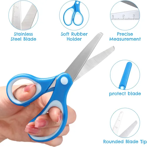 Miniatura 3 de Honoson Tijeras de seguridad pequeñas de acero inoxidable de 6 pulgadas con tapa para niños preescolares de 4 a 7, 8 y 9 años, suministros cristianos