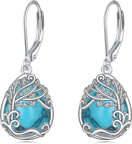 Miniatura 14 de Aretes colgantes con forma de lágrima de filigrana de piedra lunar de plata de ley 925 con cierre de palanca para mujer, regalos de joyería