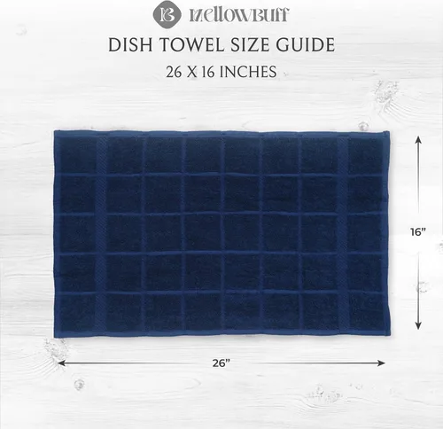 Miniatura 4 de Toallas de cocina de rizo 100% algodón para cocina, paquete de 4 unidades, lisas, 16 x 26 pulgadas, súper suaves y absorbentes, perfectas para Azul