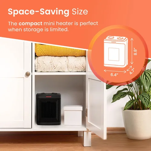 Miniatura 9 de Pro Breeze Calentador de espacio: calentador eléctrico portátil de 1500 W para uso en interiores, calentador de cerámica con termostato ajustable