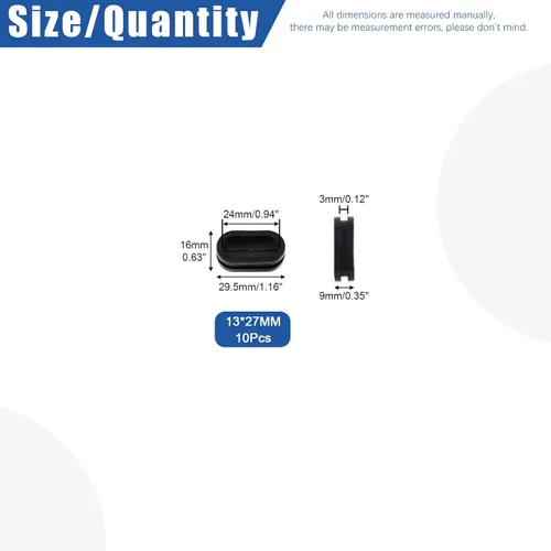 Miniatura 2 de Glarks 10 ojales de goma cerrados ovalados de 1/2 pulgadas x 1-1/16 pulgadas - 0.512 x 1.063 in, orificio de taladro, orificio de doble cara