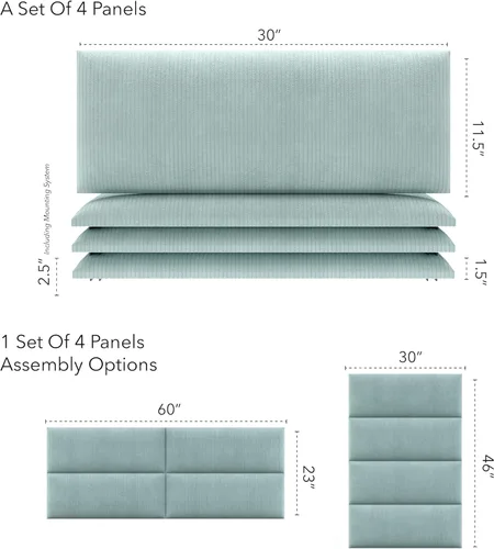Miniatura 170 de Vant - Paneles tapizados para pared - Cabeceros montados en la pared tamaño King/Cal King - Cuero vintage blanco tórtola - Twin/King - Juego de 4