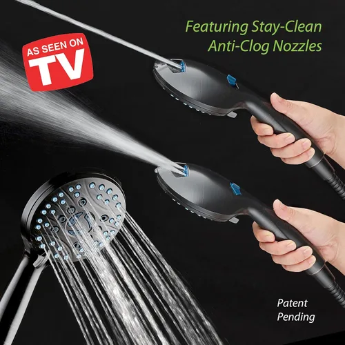 Miniatura 3 de Hotel Spa AquaCare Visto-En-TV Cabezal de regadera de mano y lluvia de alta presión de 50 modos de 3 vías con jets anti-obstrucción, modo de 2 tubos