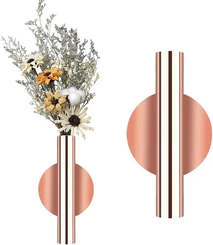Miniatura 11 de 2 jarrones de pared de metal, tubo de flores de pared, tubo de flores montado en la pared para exhibición de flores, moderno soporte para flores