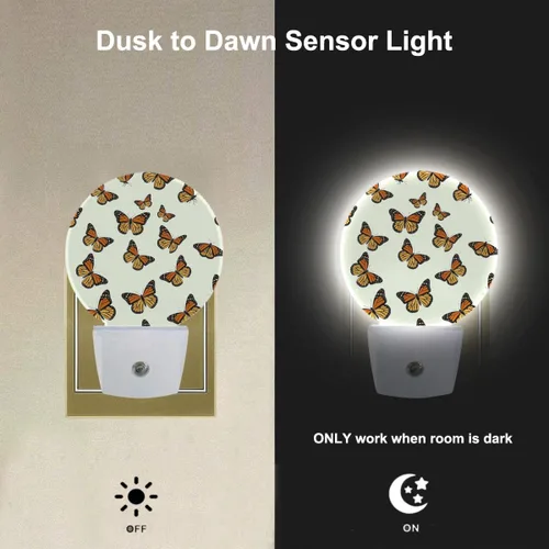 Miniatura 2 de EKOBLA Monarch - Luz nocturna de mariposa enchufable, luz nocturna LED de mariposa con sensor automático del atardecer al amanecer para dormitorio