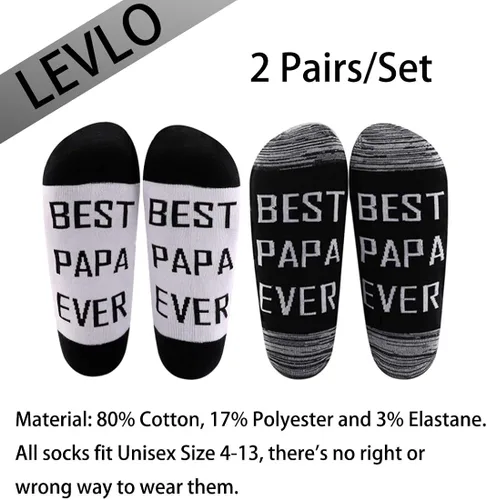 Miniatura 2 de LEVLO Papa Gift Best Papa Ever - Calcetines para el día del padre, regalo para papá, tío, abuelo, regalo de cumpleaños para hombre