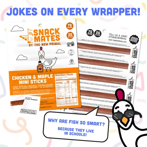 Miniatura 6 de The New Primal Snack Mates - Palito de pollo y arce para niños, (paquete de 8) palito de carne de 0.5 onzas, bocadillo de pollo totalmente natural