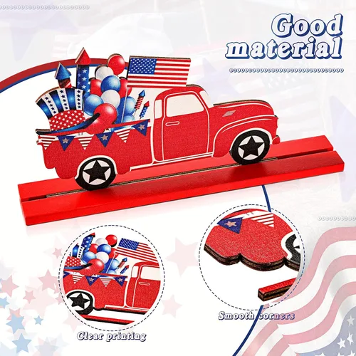 Miniatura 3 de Jetec 3 decoraciones patrióticas del 4 de julio, decoraciones patrióticas en rojo, blanco y azul, Día de los Caídos, 250 aniversario, gnomo