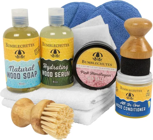 Miniatura 2 de Bumblechutes Kit de cuidado de tabla de cortar de madera, caja de regalo, limpia, hidrata, protege, tabla de cortar de cera de abeja natural, aceite