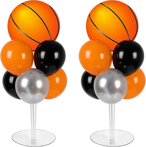 Miniatura 16 de Kit de soporte para globos de fiesta de fútbol 2 juegos con 2 globos de rugby de aluminio tipo bola, centro de mesa temático de fútbol para mesas