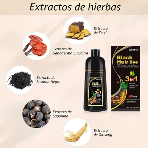 Miniatura 6 de Bablabear - Champú con color para cabello gris, tinte de cabello semipermanente para mujeres y hombres, ingredientes herbales, 3 en 1, cobertura