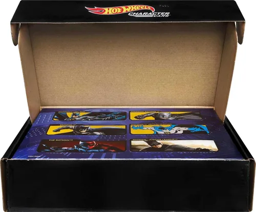 Miniatura 5 de Hot Wheels Paquete de 6 autos de juguete, juego de 6 vehículos de personajes de Batman a escala 1:64, inspirados en varios personajes