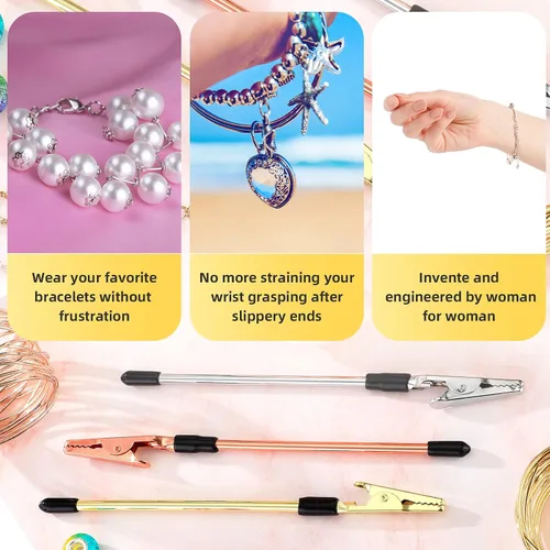 Miniatura 5 de 3 piezas de pulsera herramienta de joyería ayudante pulsera de mano ayudante equipo de fijación y gancho para joyería pulsera collar reloj cierres