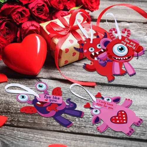 Miniatura 3 de Sumind 48 juegos de manualidades para el día de San Valentín para bricolaje, actividades de San Valentín, adornos colgantes de papel