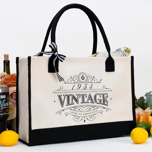 Miniatura 5 de Crisky Regalos de cumpleaños número 70 para mujer, bolsa de lona vintage 1954, bolsa de playa para esposa, hermana, madre, tía, amigos, regalos