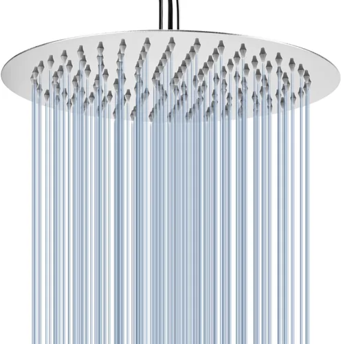 Miniatura 13 de Voolan Cabezal de ducha de lluvia, cabezal de ducha grande de alto flujo hecho de acero inoxidable de metal, cubierta de cuerpo de cascada, soporte