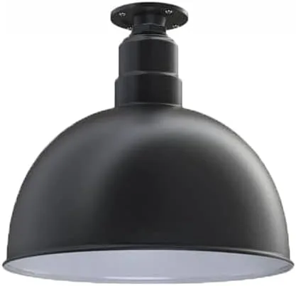 Miniatura 48 de Steel Lighting Co. Colgante de cuenco rosa Lámpara montada en el techo Cúpula de 15 pulgadas vástago de 12 pulgadas Estilo granero de acero