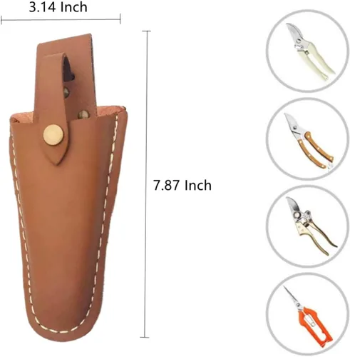 Miniatura 2 de Paquete de 2 alicates de cuero para cinturón, cinturón de jardinería con soporte para podadoras, funda de cuero para herramientas para tijeras