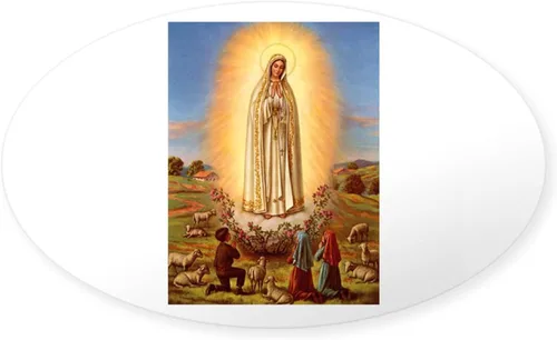 Miniatura 12 de CafePress - Adhesivo ovalado de la Virgen María de Fátima - Adhesivo ovalado para parachoques de coche Blanco - Pegatina Ovalada Virgen María Fátima