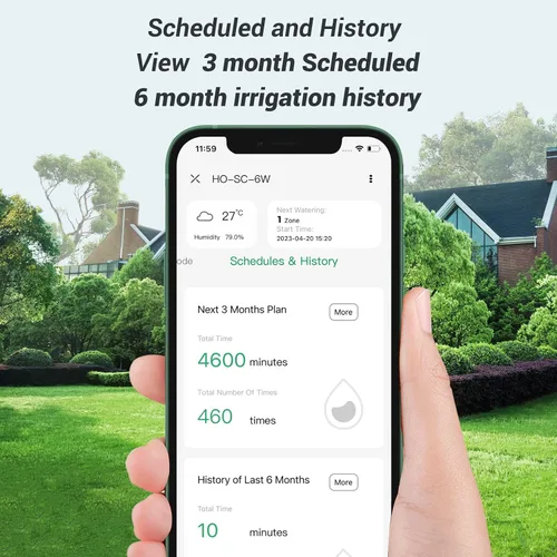 Miniatura 5 de Controlador de aspersor inteligente de 6 zonas, controlador de riego WiFi para interiores, APP gratuita, compatible con sensor de lluvia, ajuste