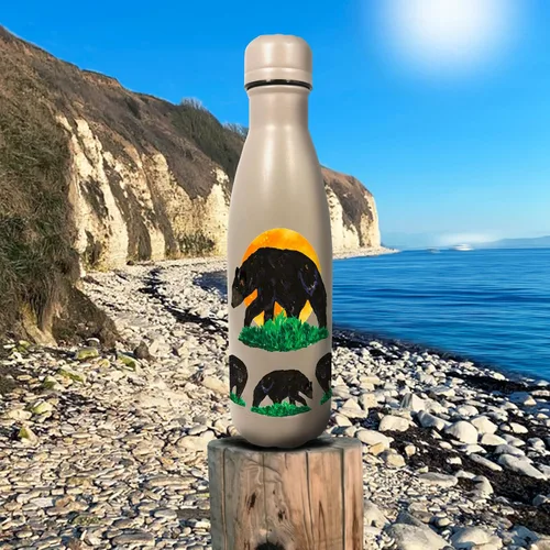 Miniatura 4 de NatureVac - Black Bear de Deluxebase. Botella de agua de acero inoxidable con aislamiento térmico de 17 onzas. Frasco de vacío reutilizable y a