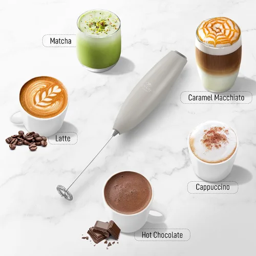 Miniatura 73 de Zulay Kitchen FrothMate Potente espumador de leche portátil y compacto para hacer espuma de mano, lattes, capuchinos Plateado transparente