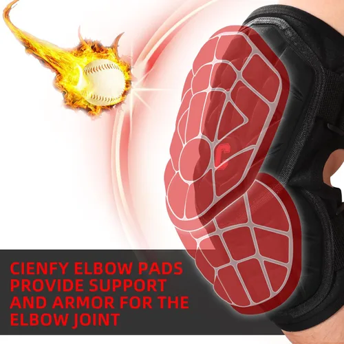 Miniatura 5 de Cienfy Protectores de antebrazo para bateadores para béisbol y sóftbol, coderas para jóvenes y adultos Negro