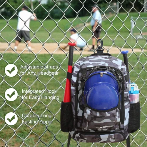 Miniatura 7 de ZOEA - Mochila para bate de béisbol para niños y equipo de softbol y herramientas para jóvenes y adultos, gran capacidad para 4 bates, casco