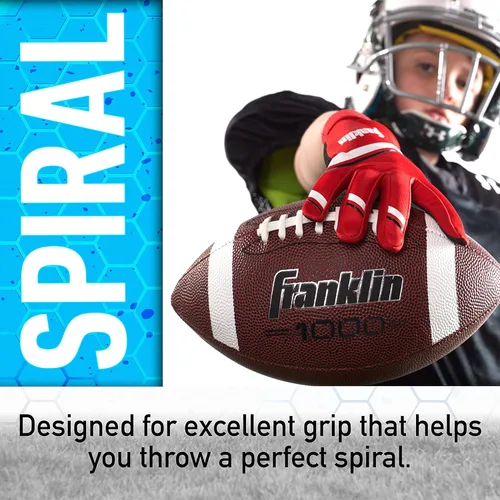 Miniatura 5 de Franklin Sports Youth + Adult Footballs - Extra Grip 1000 Official Size, Junior + Pee Wee Kids - 1 + 12 Packs Café/Blanco