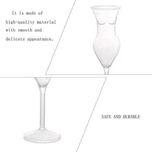 Miniatura 7 de 2 vasos de cristal transparente sexy Naked Miss con forma de cuerpo, vaso de cóctel transparente soplado a mano para cócteles, fiestas, decoración