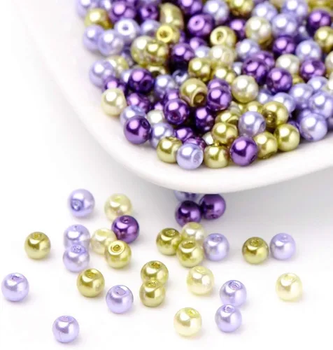Miniatura 14 de Pandahall - 400 cuentas de perlas de vidrio perlado brillante de 0.157 pulgadas (0.157 in), cuentas espaciadoras sueltas de vidrio de color mixto