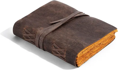 Miniatura 9 de KomalC Diario de cuero hecho a mano Cuaderno de escritura Diario Bloc de notas diario encuadernado para hombres y mujeres, papel sin líneas