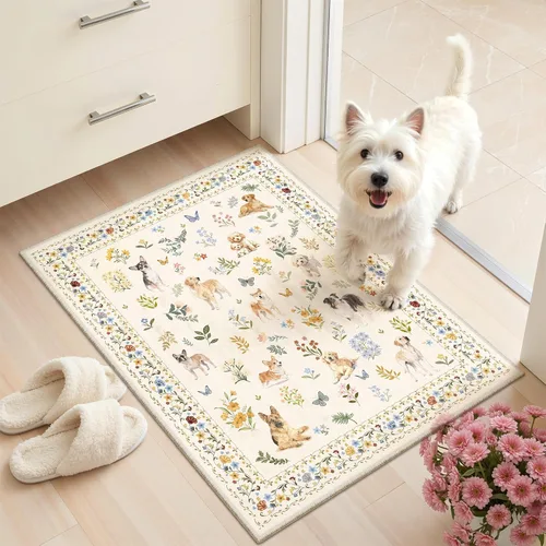 Miniatura 134 de Alfombra de pasillo Soalmost 2'6" x 10' lavable, alfombra antideslizante para cocina, baño, lavandería, alfombras vintage ultra delgadas para Beige
