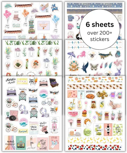 Lamare Calcomanías decorativas para agenda de álbumes de recortes para mujeres, lindas y estéticas calcomanías de calendario para diario, uso en