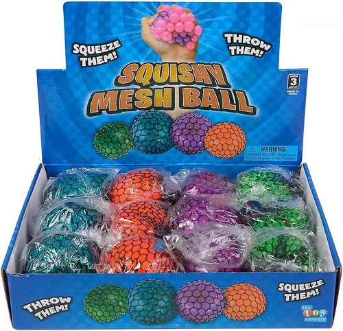 Miniatura 4 de Rhode Island Novelty Bola de compresión de malla de neón de 3 pulgadas, una por pedido