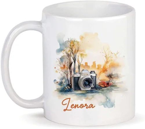 Miniatura 13 de Taza personalizada con texto en inglés "Me gusta destellar", taza de té de cerámica con cámara colorida personalizada con nombre, tazas de café