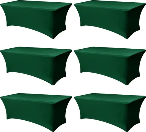 Miniatura 13 de Funda Elástica para Mesa para Mesas Rectangulares de 4 pies - Paquete de 8 Manteles de Spandex Azul Aguamarina con Elástico - Para Mesas Plegables
