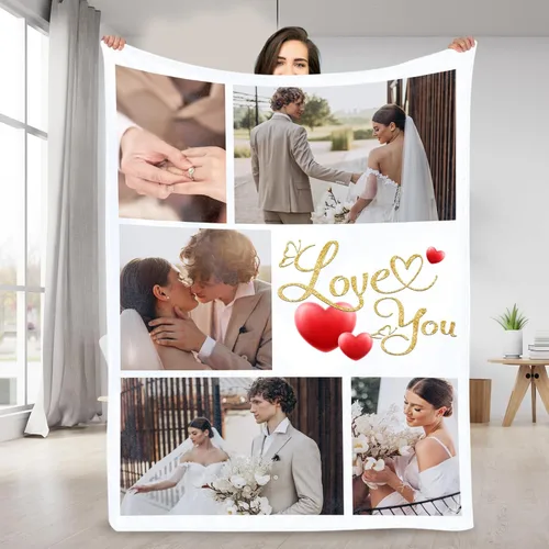 Miniatura 24 de Manta personalizada con imagen/foto – Manta de franela personalizada para mujeres y hombres – Manta personalizada para regalos de Navidad, San Solo