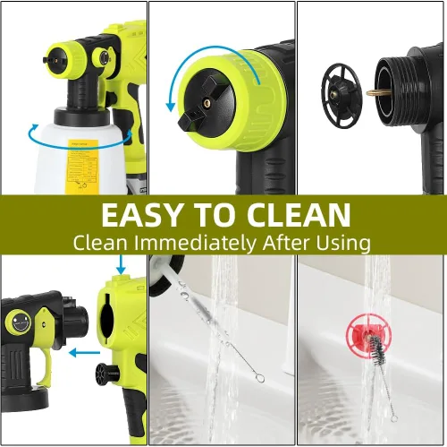 Miniatura 7 de Pulverizador de pintura compatible con batería Ryobi de 18 V, pistola de pintura en aerosol HVLP de 200 W con motor sin escobillas y boquilla de Azul