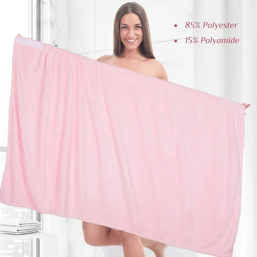 Miniatura 50 de 4 toallas envolventes para mujer, bata de spa con cierre ajustable, parte superior elástica, envoltura ligera para baño y ducha