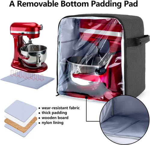 Miniatura 4 de Luxja Cubierta antipolvo compatible con mezcladores KitchenAid de 6 a 8 cuartos (con una almohadilla de relleno inferior), cubierta antipolvo