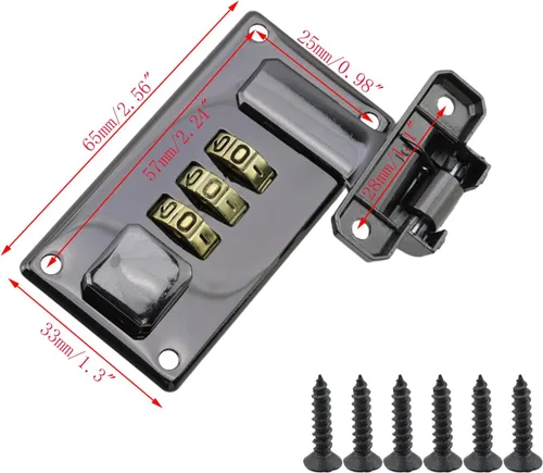 Miniatura 2 de Cerraduras de combinación de equipaje, cerradura de combinación de 3 dígitos, cerradura de contraseña negra para caja de herramientas con cerradura