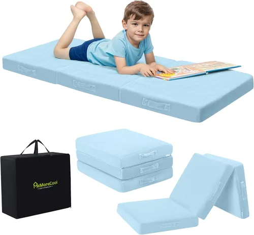 Miniatura 26 de MeMoreCool Colchón de suelo plegable para niños, Glow de 57x22 pulgadas, colchoneta para dormir y guardería para niños pequeños, futón plegable