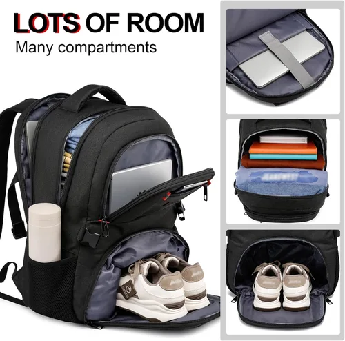Miniatura 2 de ZUBOND Mochila con compartimento para zapatos para hombres y mujeres, mochila de viaje para laptop de 17.3 pulgadas con puerto USB, mochila