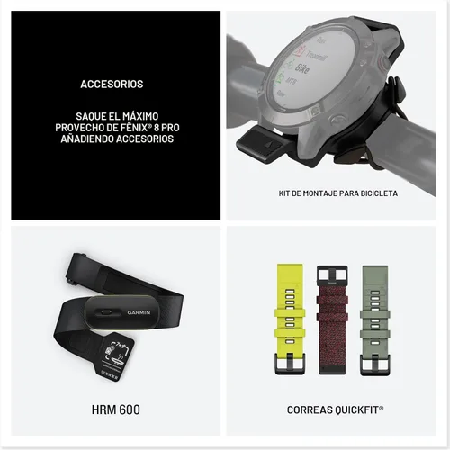 Miniatura 6 de Garmin fēnix® 8 Pro, 47mm, pantalla AMOLED, Smartwatch GPS multideporte premium conectado, tecnología inReach®, zafiro, titanio DLC gris carbón