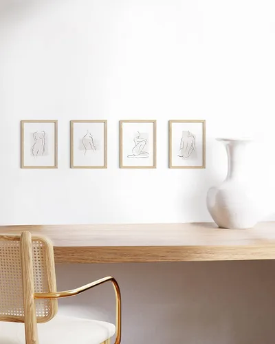 Miniatura 6 de HAUS AND HUES - Juego de 4 marcos de fotos de madera de roble beige de 5 x 7 pulgadas - Arte de pared de madera moderna - Marco ligero de 5 x 7