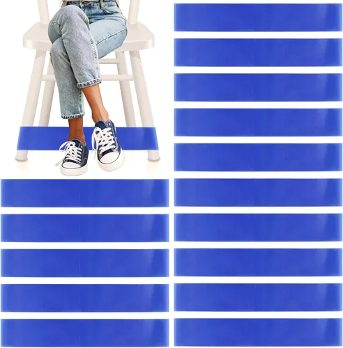PLULON Paquete de 15 bandas para sillas para niños con pies inquietos, bandas elásticas para pies, bandas para ansiedad, asientos flexibles para Azul