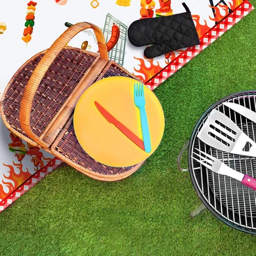 Miniatura 7 de Amylove Paquete de 2 manteles de pícnic para fiestas de barbacoa, 86 x 51 pulgadas, resistentes a las manchas, para baby shower, cumpleaños
