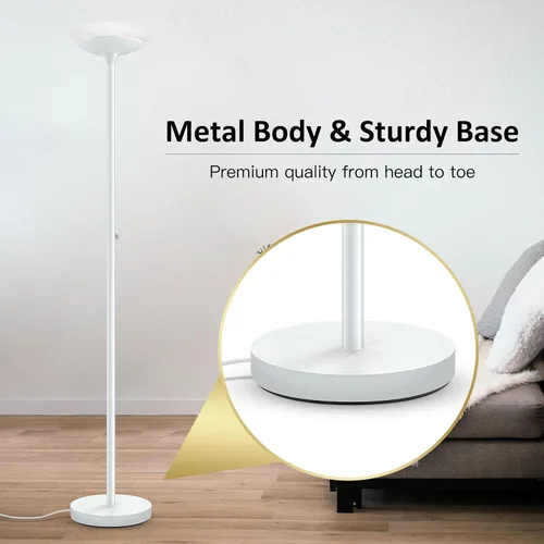 Miniatura 6 de BoostArea Torchiere - Lámpara de pie LED súper brillante de 24 W, lámpara de poste regulable sin escalones con iluminación de 3000 K, pantalla