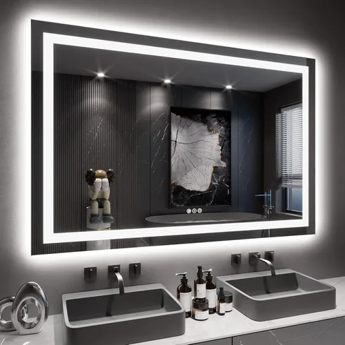 Miniatura 73 de LOAAO Espejo de Baño LED de 40"X32" con Luces, Antivaho, Regulable, Retroiluminación RGB + Iluminación Frontal, Espejo de Tocador de Baño